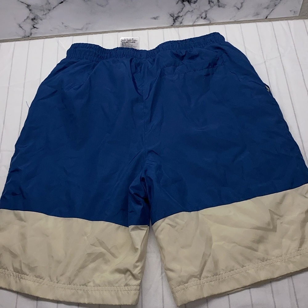 Jordan Blue and Cream Swim Trunks, Elastic Waistband Essential Woven Shorts L